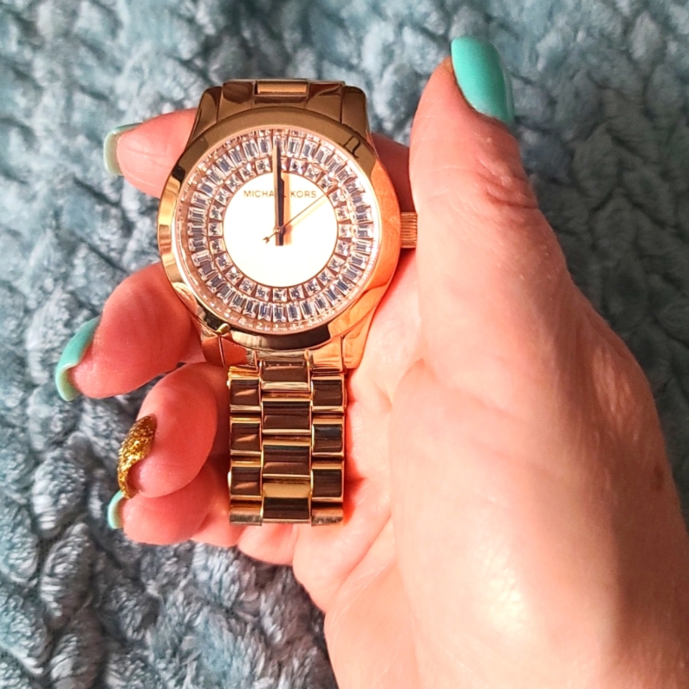 MK 6533 Rose Gold Baguette Watch